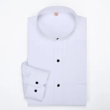 Mandarinų Apykaklės vyriški Marškiniai ilgomis rankovėmis Dizaineris Marškinėliai Kinų Stiliaus Stovėti Apykaklės Suknelė Verslo Balta Raudona Viršūnes Camisas Hombre