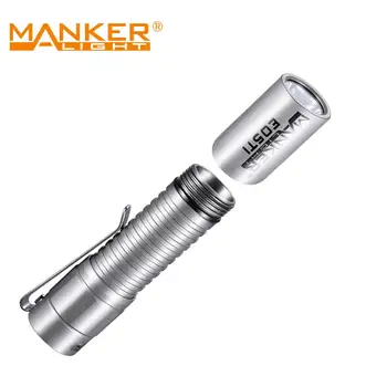 Manker E05 Ti Titano 400 Liumenų Pocket AA / 14500 Žibintuvėlis Su NM1 LED, Nerūdijančio Plieno Giliai Atlikti Įrašą