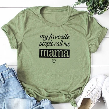 Mano Mėgstamiausi Žmonės Mane vadina Mama T Marškinėliai Moterims Vasaros Mados Grafinis Tee Marškinėliai Mama Gyvenime Medvilnės Marškinėlius Negabaritinių Viršuje Tees 3XL