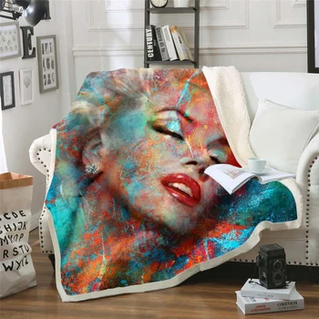 Marilyn Monroe 3d atspausdintas vilnos antklodė, Lovos Pėsčiųjų Iškylą Storio Antklodė Mados Lovatiesė Sherpa Mesti Antklodę stilius-6