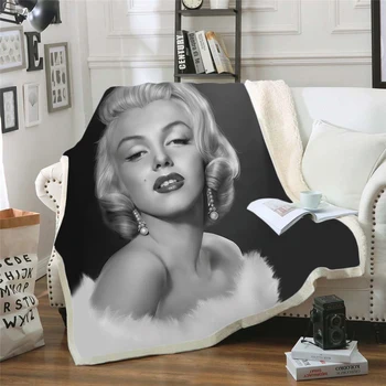 Marilyn Monroe 3d atspausdintas vilnos antklodė, Lovos Pėsčiųjų Iškylą Storio Antklodė Mados Lovatiesė Sherpa Mesti Antklodę stilius-6