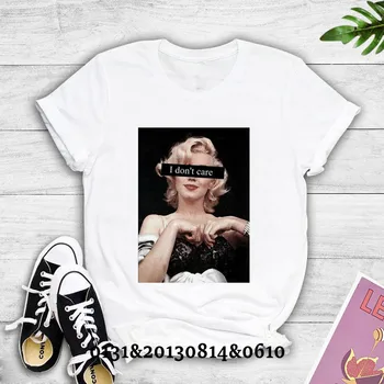 Marilyn Monroe atspausdintas T-shirt ponios atsitiktinis trumparankoviai marškinėliai viršų aš Dan ' t Care 90s Harajuku moteriški marškinėliai vasaros T-shirt