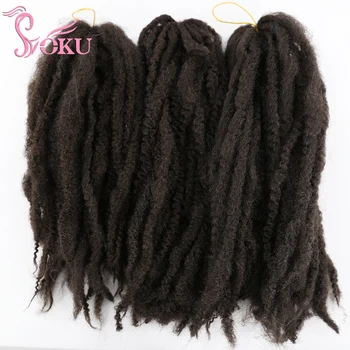 Marley Nėrimo Kasytės Plaukai Priauginimui Natūralių Juodos spalvos 18 Colių Sintetinių Purus Nerijos Afro Afrikos Keistą Garbanotas Plaukų Pynimo SOKU