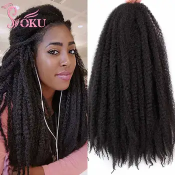 Marley Nėrimo Kasytės Plaukai Priauginimui Natūralių Juodos spalvos 18 Colių Sintetinių Purus Nerijos Afro Afrikos Keistą Garbanotas Plaukų Pynimo SOKU