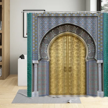 Maroko Dušo Užuolaidos Metų Vartų Geometrinis Modelis Rytietiško Stiliaus Sienų Apdailai Ekranas Atsparus Vandeniui, Su Kabliais, Kabinti Užuolaidas