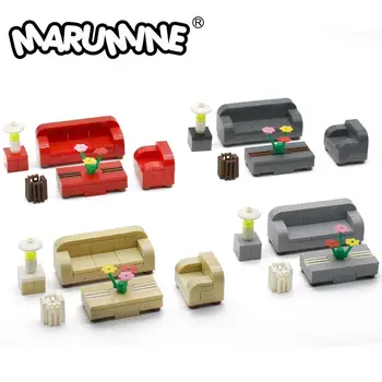 MARUMINE Statybinės Plytos, Sofa-Nustatyti 80PCS 4Colors Suderinama su Decool Blokai Modelis Žaislai Vaikams Dovanų Vaikų Švietimo Žaislai
