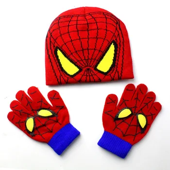 Marvel Spider-Man Vaikų Megzti Skrybėlę Šiltų Pirštinių Rinkinys Rudens ir Žiemos Drabužių Vaikams Studentų Sporto Apdaila