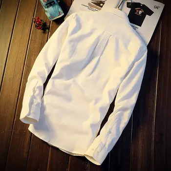 Marškiniai Vyrams, Kieta Paprasta ilgomis Rankovėmis Turn-žemyn Apykaklės Balta Shirt Mens Slim Fit Kasdien Aukštos Kokybės Vyrų Drabužiai Pagrindinių Visas rungtynes
