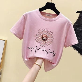 Marškinėliai Moterims Duobute Medvilnės 2020 Metų Vasaros Viršūnes Spausdinti Marškinėlius Moterų Marškinėliai Moteris Korėjos Stiliaus Vyriški Drabužiai, Marškinėliai, Femme