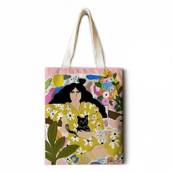 Matisse aliejaus tapybai ponios pečių maišą medvilnės ir lino pirkinių krepšys nešti maišą aukštos kokybės sulankstomas rankinės
