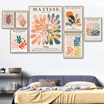 Matisse Spalvinga Lapų Augalai Abstraktus Mergina Kreivė Sienos Meno Tapybos Drobės Šiaurės Plakatas Sienos Nuotraukas Kambarį Neįrėminti