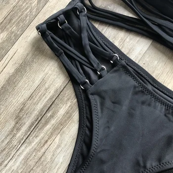Maudymosi Kostiumėliai Moterims Vasaros Paplūdimio Bikini 2019 Naujas Tuščiaviduriai Iš Seksualus Maudymosi Kostiumėlį Backless Maudymosi Kostiumą, Push Up Juodas Bikini Komplektas