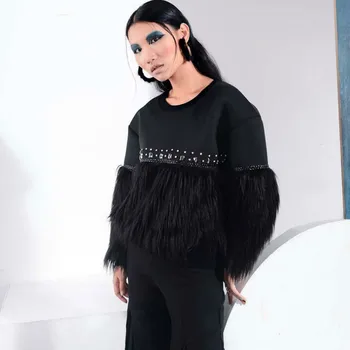 Max LuLu Mados Korėjos Stiliaus Ponios Rudenį Kailio Streetwear Moterų Deimantų Kratinys Hoodies Derliaus Tracksuit Šilti Megztiniai