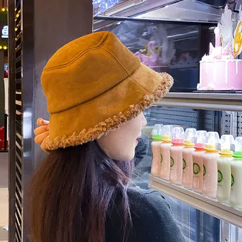 MAXSITI U 2019 nauji zomšiniai Kibiro Kepurę Moterų rudenį ir žiemą ėriukų plaukų sujungimas sutirštės šiltas žvejys skrybėlę