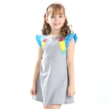 Mažai bitty 3-12T kūdikių mergaičių naujas sukurta animacinių filmų suknelės su aplikacijos kai kurių cute drugeliai vaikai rankovėmis vasaros drabužių Suknelė