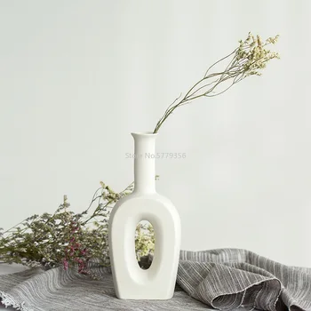 Mažos Baltos Keramikos Vaza, Sausų Gėlių Namų Puošybos Ornamentais Namų Vaza Namų Reikmenys Stalo Apdailos Kambarį