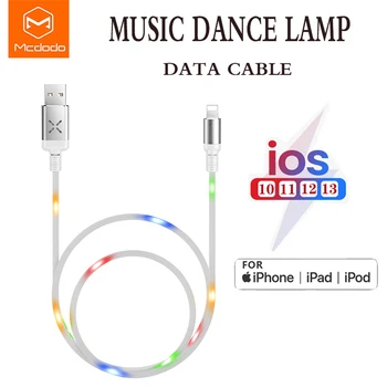 Mcdodo Žaibo Muzikos Duomenų Kabelis Šokių LED Greitas Įkroviklis usb iPhone 6s 7 8 XS 11 Pro Max 