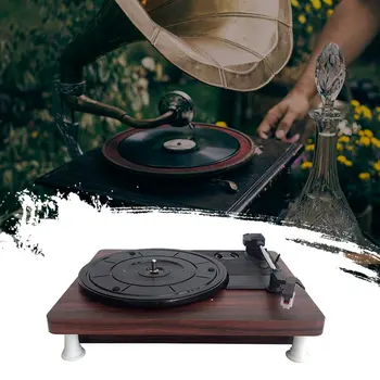 MDY-1305-1 Medienos Spalva Įrašyti Retro Žaidėjas Nešiojamųjų Garso Patefono Ratas, Diskiniai Vinyl Audio RCA R/L 3,5 mm Išėjimo