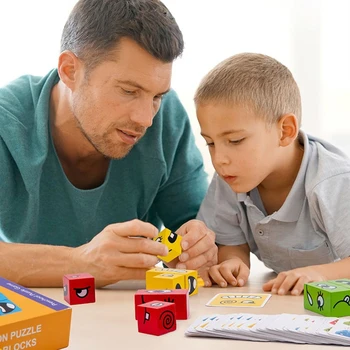 Mediniai Išraiška Dėlionės Pamatas Magija Veido Keičiasi Kubeliai Vaikai Montessori Švietimo Žaislai, Loginio Mąstymo Dovaną