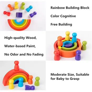 Mediniai Vaivorykštės Tiltas ir Vaivorykštės Pav Nustatyti Montessori Švietimo Žaislai