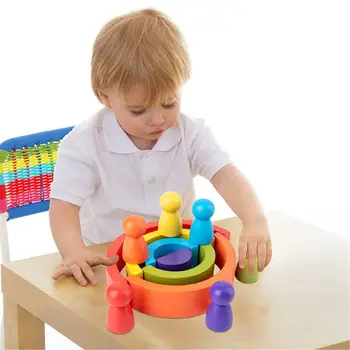 Mediniai Vaivorykštės Tiltas ir Vaivorykštės Pav Nustatyti Montessori Švietimo Žaislai