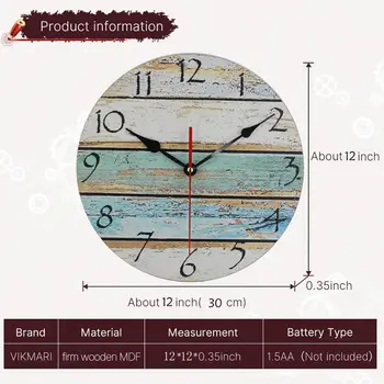 Medinis Sieninis Laikrodis Modernus Dizainas Vandenyno Sieninis Laikrodis Senų Dažų Valdybos Išspausdintas Vaizdas Viduržemio Jūros Regiono Stiliaus Arabiškais Skaitmenimis Sieninis Laikrodis