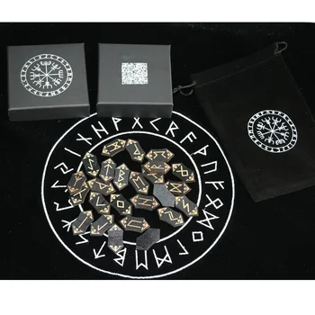 Medinių Runų Akmenį Runas Piedra už Būrimą Rekvizitai, Išraižytas Energijos Akmenų Rinkinys runos simboliai pasirašo su maišeliu staltiesė