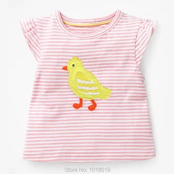 Medvilnės marškinėliai Trumpas rankovėmis Baby Girl Drabužius Vasarą, Stalviršiai, Vaikų, Kūdikių Bebe Vaikai marškinėlius Prekės ženklo Merginos Mielas Pink Stripe Tee