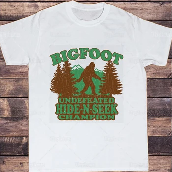 Medvilnės Undefeated Bigfoot Marškinėlius slėpynių Pasaulio Čempiono Juokinga Sasquatch Tees Top Marškinėliai