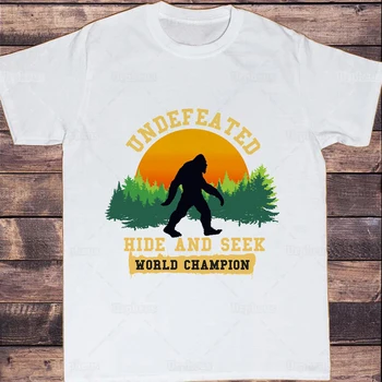 Medvilnės Undefeated Bigfoot Marškinėlius slėpynių Pasaulio Čempiono Juokinga Sasquatch Tees Top Marškinėliai