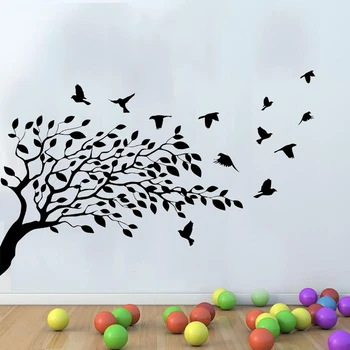 Medžio Siena Lipdukas Paukščiai Vinilo Namų Dekoro Kambarį Miegamojo Interjero Dizaino Lipdukai Nuimamas Freskomis Perdavimo Filmas