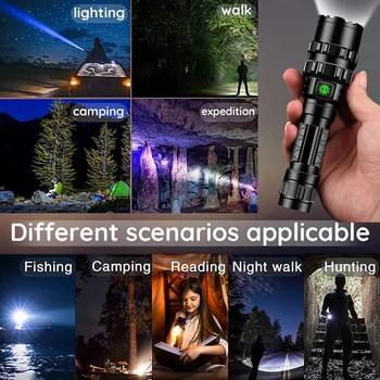 Medžioklės galingas Taktinis Žibintuvėlis LED šviesos Įkrovimo Vandeniui Skautų Fakelas Medžioklės šviesa, 5 Režimai, iki 1*18650