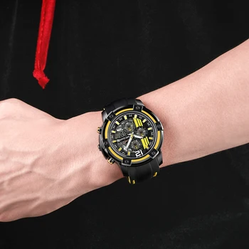 MEGIR Didelis Ciferblatas Kvarco Vyrų Laikrodžiai su Chronograph Silikono Karinės Sporto Žiūrėti Vyrų Relogio Masculino Mados Laikrodžiai