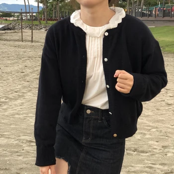 Megztas džemperis Cardigan Moterų 2019 korėjos stiliaus Megztiniai Megztinis Moterims vientisos spalvos šilta Striukė Kailis Rudenį (C6284)