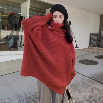 Megztinis Megztinis Moterų Kietas Derliaus Golfo Šiltas Sustorėjimas Rudenį Prarasti Laisvalaikio Korėjos Stiliaus Madinga Megzti Moterų Populiarus