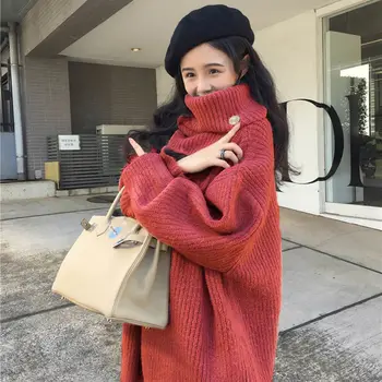 Megztinis Megztinis Moterų Kietas Derliaus Golfo Šiltas Sustorėjimas Rudenį Prarasti Laisvalaikio Korėjos Stiliaus Madinga Megzti Moterų Populiarus