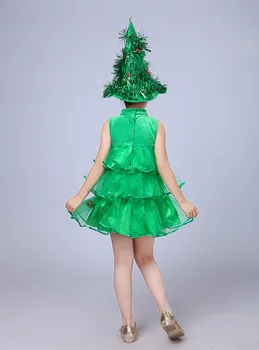 Mergaites, Vaikai Žalią Medį Skrybėlę Suknelė Cosplay Helovinas Kalėdų Kostiumai, Suknelės, Viršūnių Šalis, Komplektai, Kostiumai Naujiems Metams, Elf Cosplay