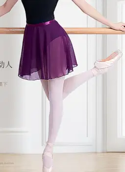 Mergaičių Baleto Tutu Sijonas Šokių Šifono Pagrindinio Mini Pull-On Įvyniojimas Sijonas su Juosmens Kaklaraištis Baleto lotynų Šokių Praktikos