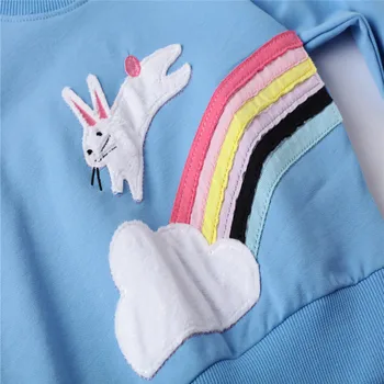Mergaičių Marškinėliai Rainbow Rabbit Spausdinti Ilgomis Rankovėmis Kūdikiui Merginų Drabužių Prekės Ženklo Cute Girl Marškinėliai Vienaragis Vaikai Šalis Drabužiai