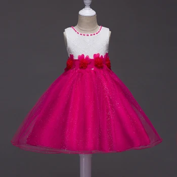 Mergaičių Suknelės Naujos Saldus Princesė Dress Baby Vaikų Mergaičių Drabužių Vestuvės Suknelės, Vaikų Drabužiai, Baltas Raudonas Rožinis Aplikacijos