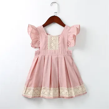 Mergaičių vasaros suknelė vintage raukiniai, nėriniai plisuotos suknelės bohemijos stiliaus paplūdimio suknelė bamblys kūdikių drabužiai 1-6Yrs