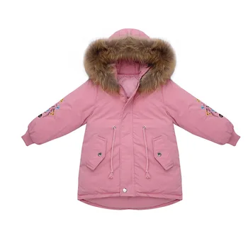 Mergaičių žiemos ilgos rankovės medvilnė paminkštinimas drabužius 2020 nauja vaikų Pliušinis sutirštės, siuvinėta medvilnė drabužiai, paltai ir striukės