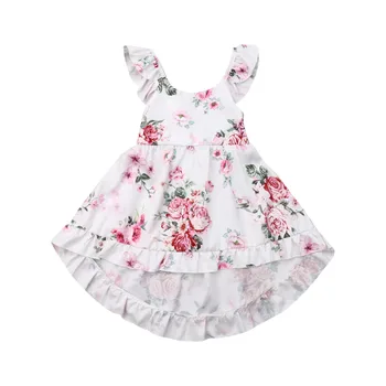 Mergina Drabužius Mergina Dress Vasaros Bamblys Vaikas Baby Girl Gėlių Spausdinti Drabužiai Be Rankovių Princesė Dress Sundress