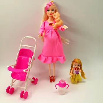 Mergina Lėlės, Kostiumai Mama/ Sūnus Baby/ Kelly/Vežimo Vaikams, Žaislai Mados Nėščia Lėlės Vaikų Žaislai Mergaitėms Dovanų