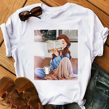 Mergina Trumpas Rankovės Modernaus Dizaino T-Shirt Moterų Harajuku Ulzzang Drabužius Moterų Princesė Modelis Atspausdintas Mados Marškinėlius
