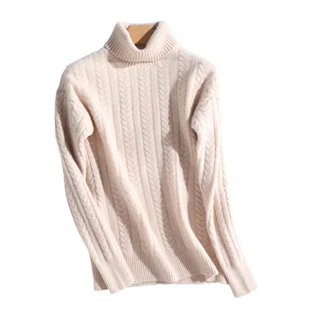 Merino Vilnos Kašmyro Megztinis 2020 Mados Džemperis Sustorėjimas Žiemos Drabužių Golfo Megztinis Šiltas Moterų Kviečių Smaigalys Modelis
