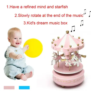 Merry-Go-Round Medinė muzikinė Dėžutė Žaislas, Vaikas, vaikų Žaidimo Namų Dekoro Karuselė arklių Music Box Kalėdų, Vestuvių, Gimtadienio Dovana Naujas