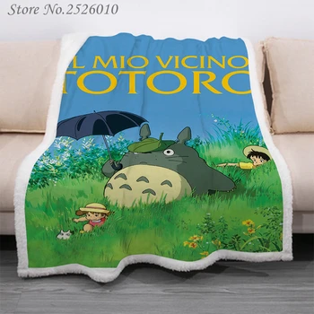 Mesti antklodę Anime Totoro 3D Aksomo Pliušinis Antklodė Lovatiesė Vaikams Mergaitėms Sherpa Sofos Antklodė Antklodė Padengti Kelionės 04