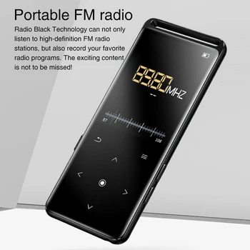 Metalo Bluetooth Lossless HIFI MP4 Grotuvas Mini Apšvietimas Sporto Įkrovimo Diktofonas Palieskite Mygtuką, Nešiojamos FM Radijas