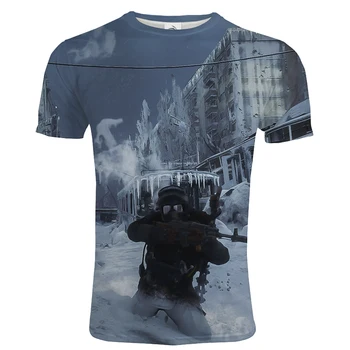 Metro Išėjimo 3D Atspausdintas T-Shirt Populiarus Žaidimas Stiliaus Vyrų, Moterų Cosplay Streetwear O-Kaklo trumpomis Rankovėmis Marškinėlius Mados Marškinėliai Topai